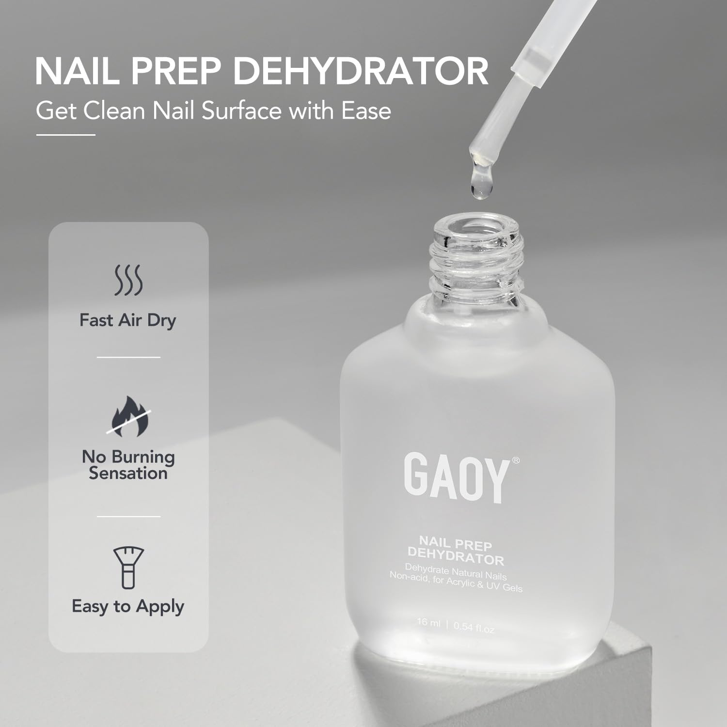 GAOY droplet detail on nail wipe showing fast-drying action benefit