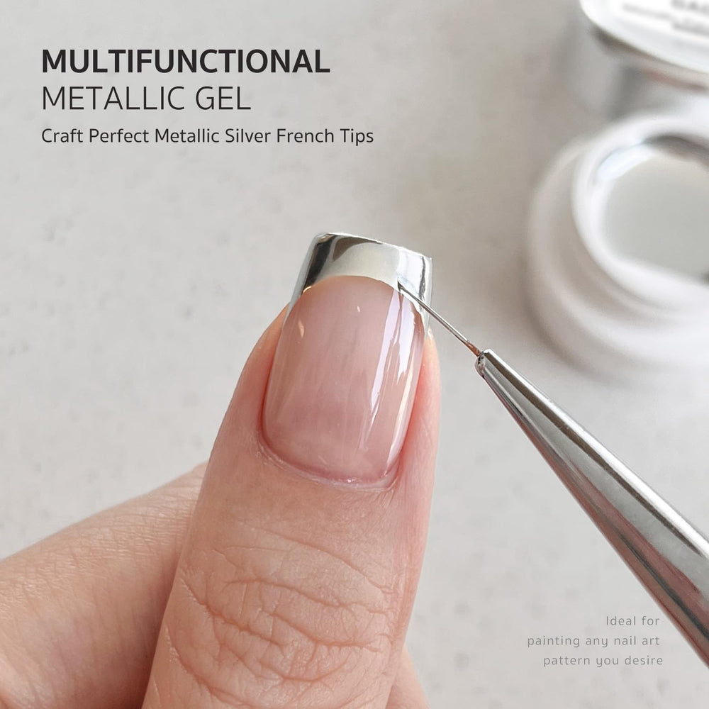 GAOY nail artist creating line art with chrome gel showcasing precision and crisp lines benefit