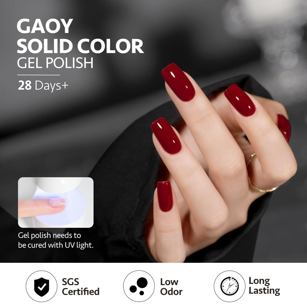 GAOY on hand model for scale showing full-coverage burgundy finish