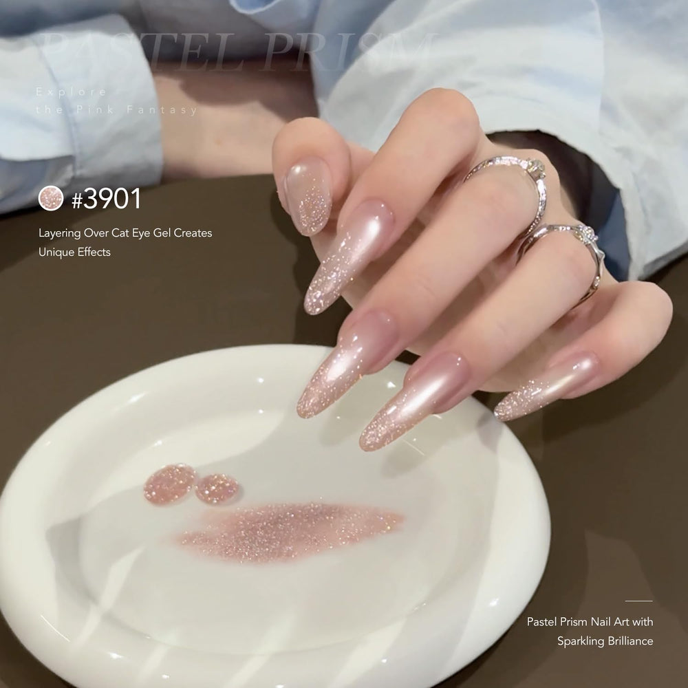 GAOY nail swatch fanned colors demonstrating pastel holographic variety