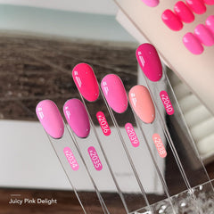 GAOY nails in use with neon baby pink manicure and long-lasting shine benefit