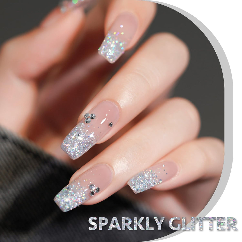 GAOY on manicured nails at a party showing dazzling silver shine benefit