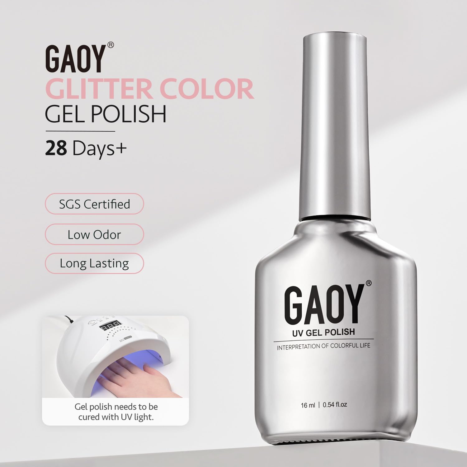GAOY packaging label and contents showing 16ml bottle and product safety benefit