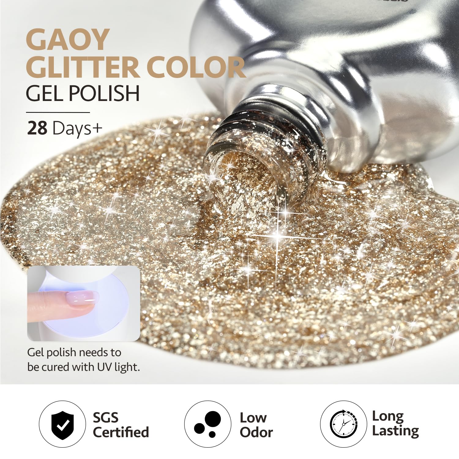 GAOY packaging label detail displaying product name and soak-off feature
