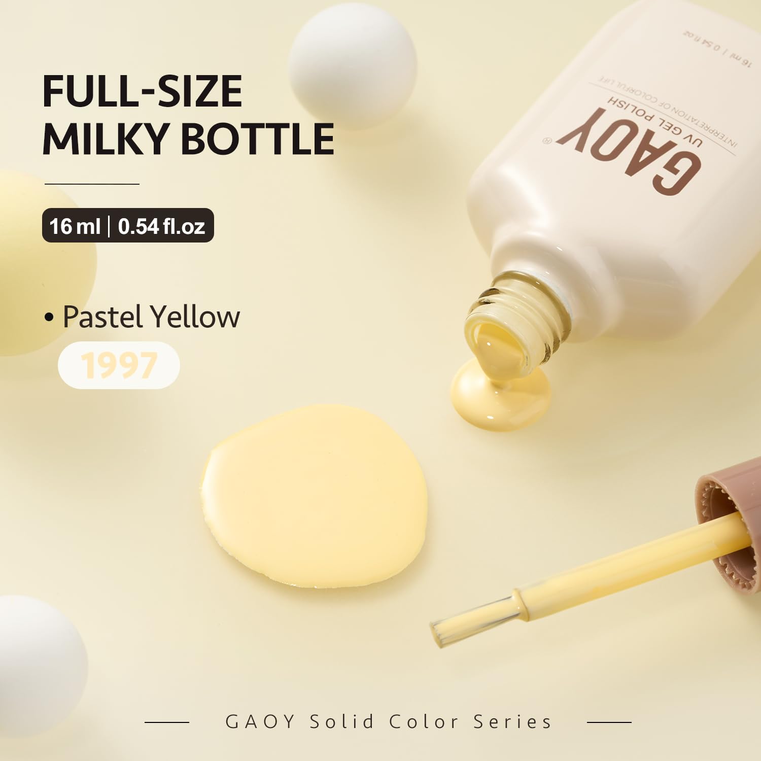 GAOY pastel yellow bottle in manicure flatlay inspiring DIY nail art