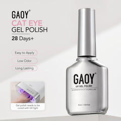 GAOY finished nails in lifestyle setting showcasing reflective pink holographic manicure