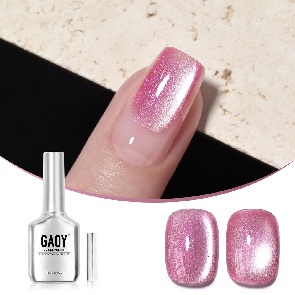 GAOY bottle front view showing pink stardust glitter and brand clarity benefit