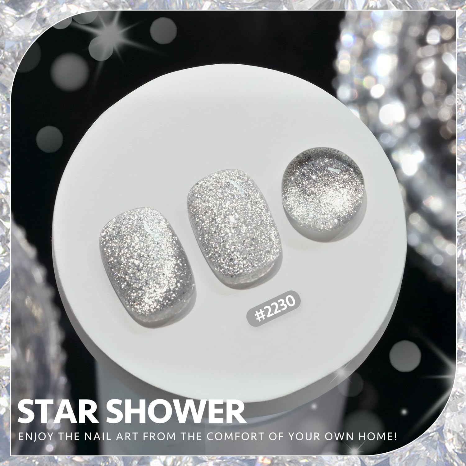 GAOY label close-up highlighting shade 2230 Star Shower and ingredient compliance benefit