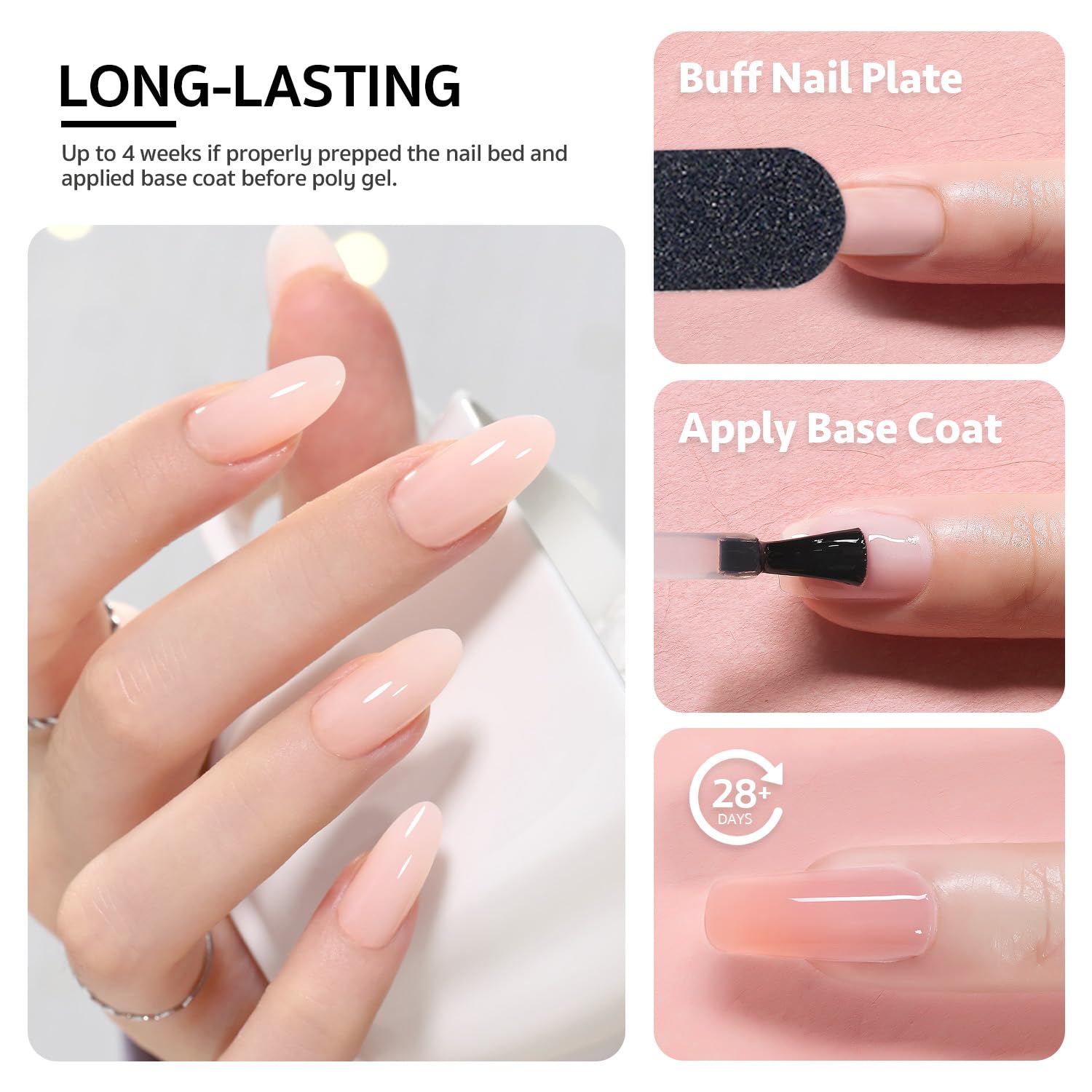 GAOY poly gel being applied to a nail demonstrating fast extension benefit