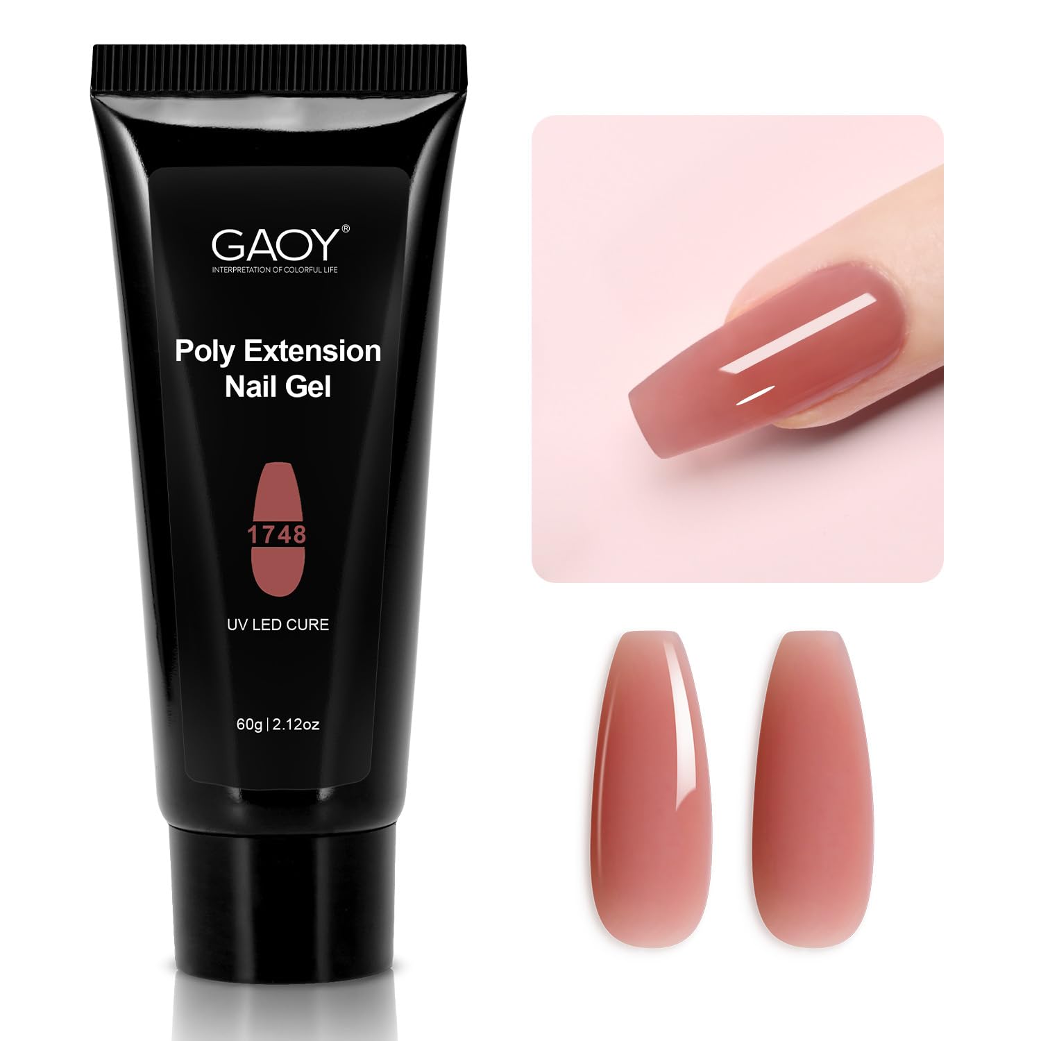 GAOY poly gel jar front view showing label and generous 60g volume benefit