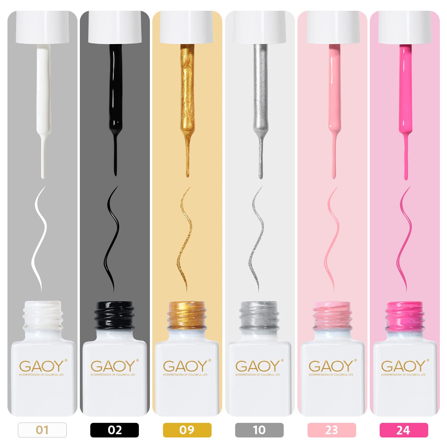 GAOY precision brush close-up demonstrating fine tip control for accurate nail art