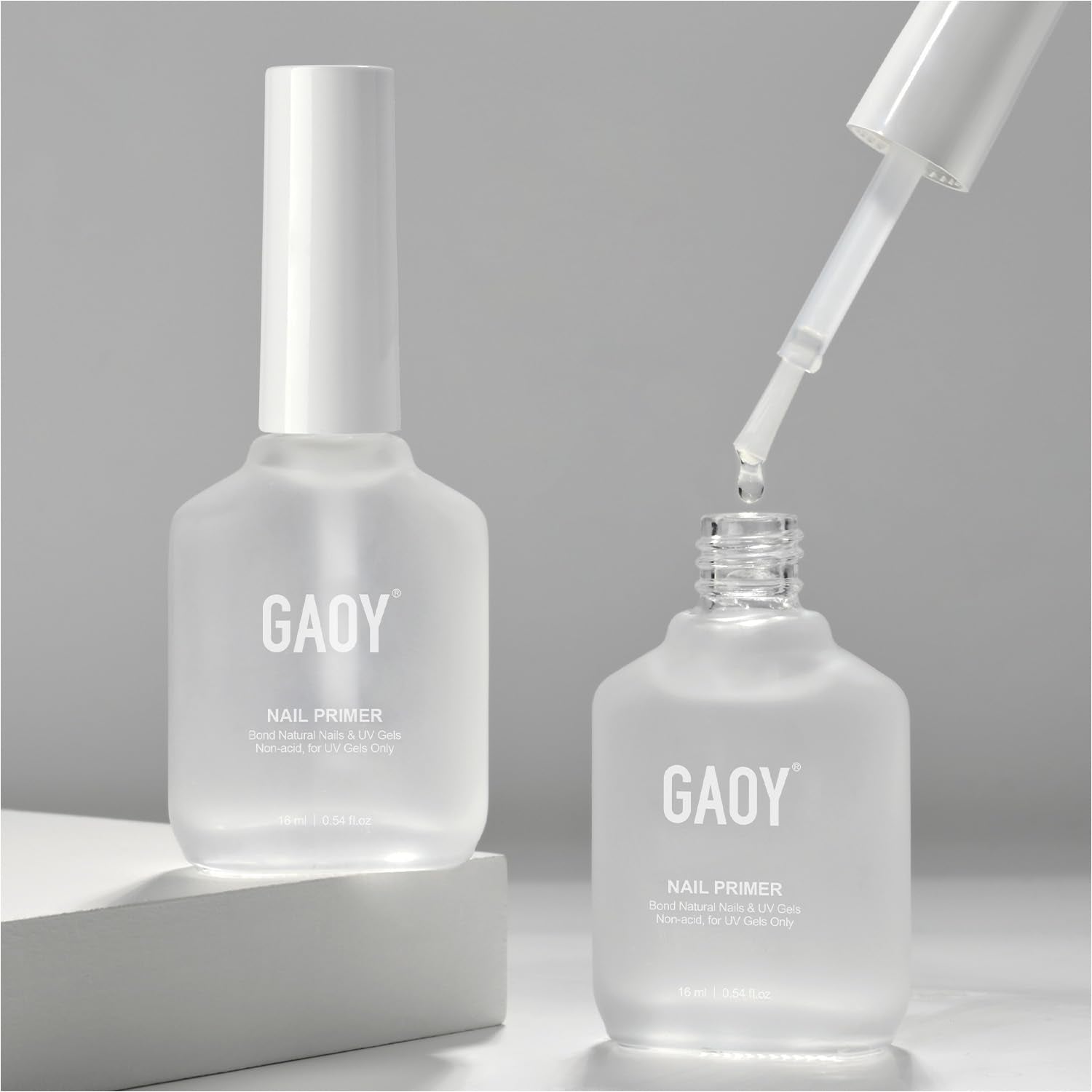 GAOY front packaging showing two 16ml primer bottles and benefits