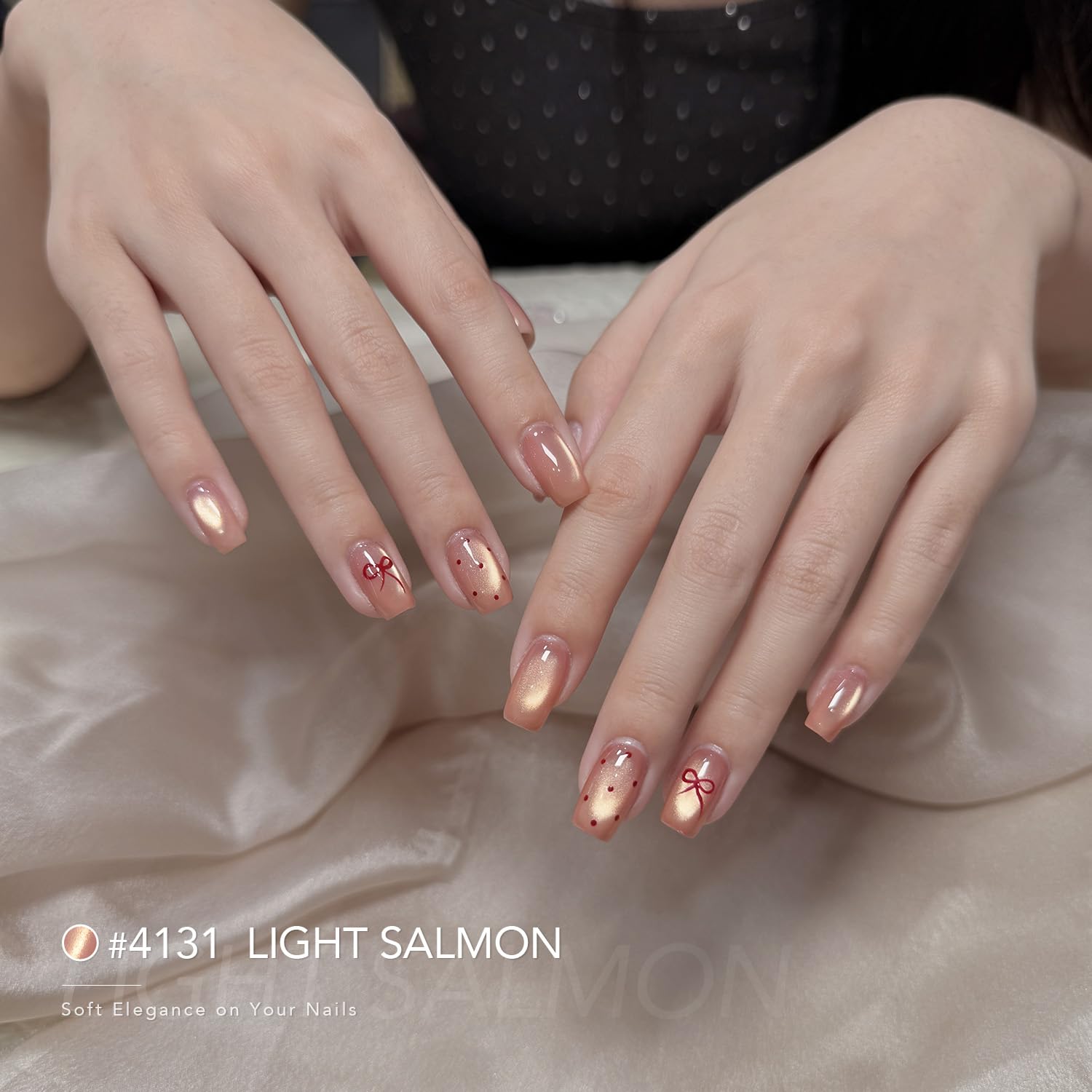 GAOY reflective nail swatch on hand displaying shimmering cat-eye effect