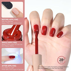 GAOY brush stroke of ruby red polish demonstrating smooth, high-pigment coverage