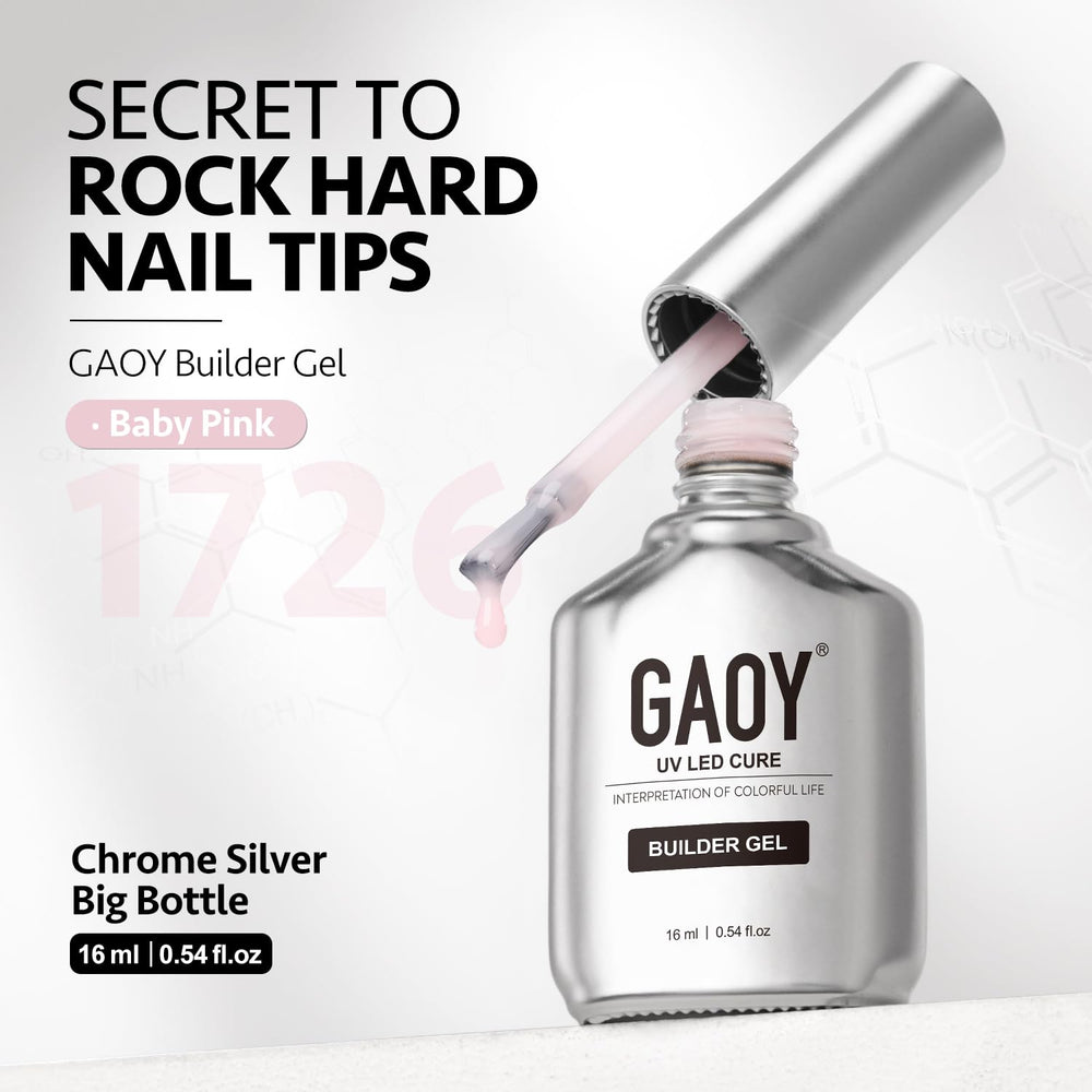 GAOY builder gel applied in salon setting, illustrating at-home pro-results benefit