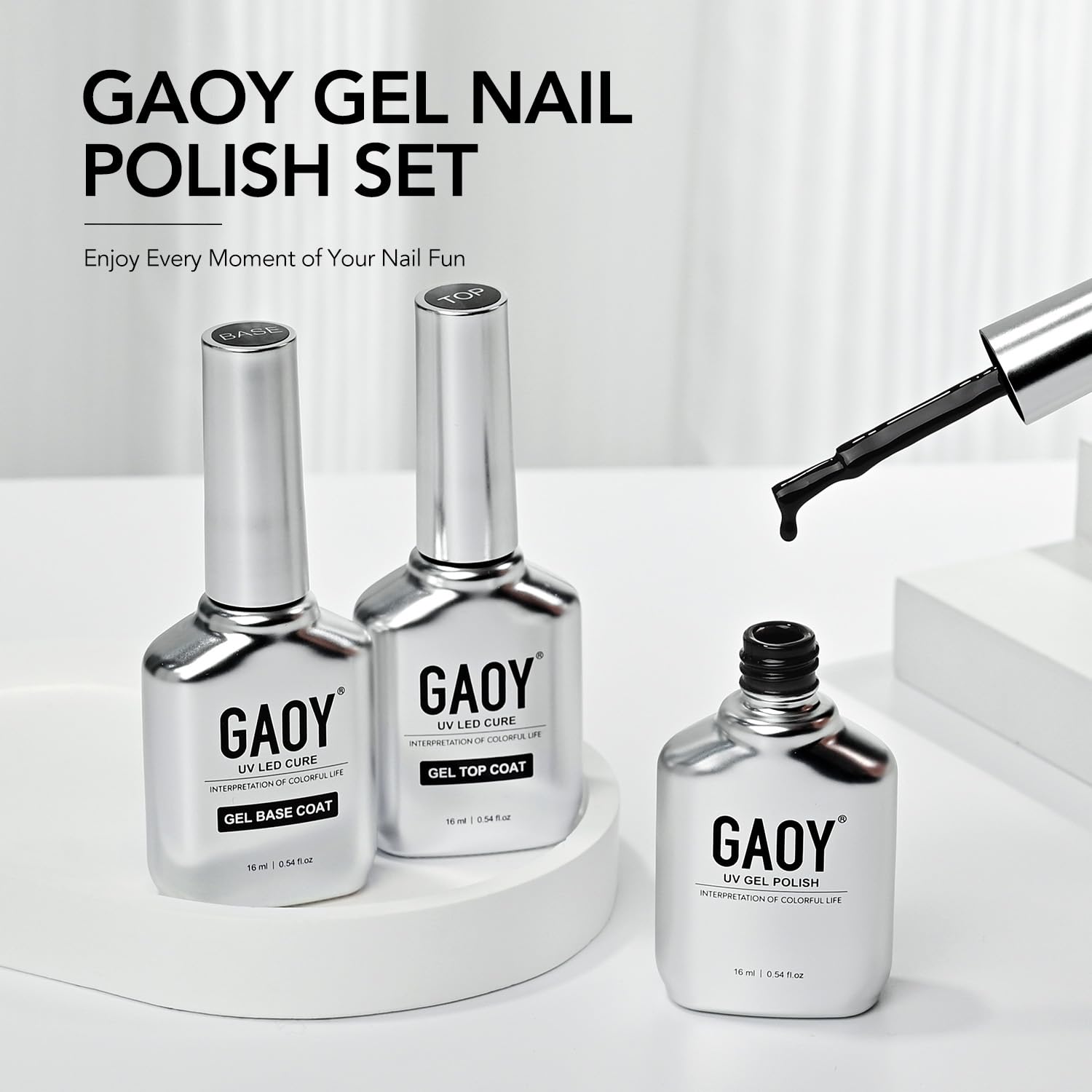 GAOY bottles beside coin for size comparison and volume clarity