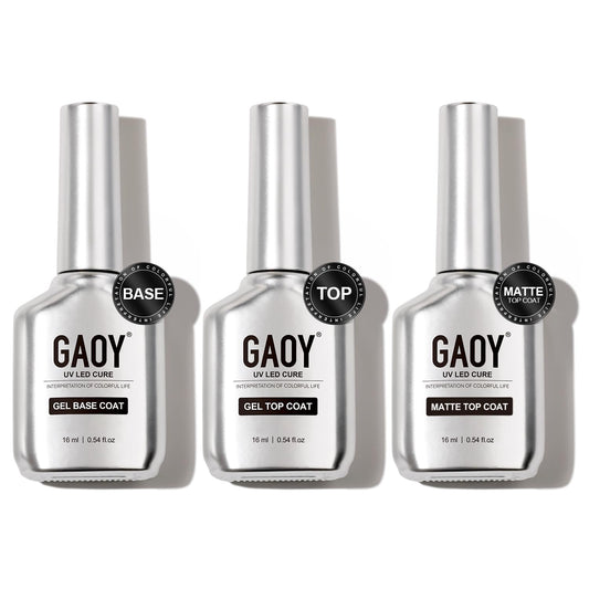 GAOY set front packaging showing three 16ml bottles and chrome design, professional look