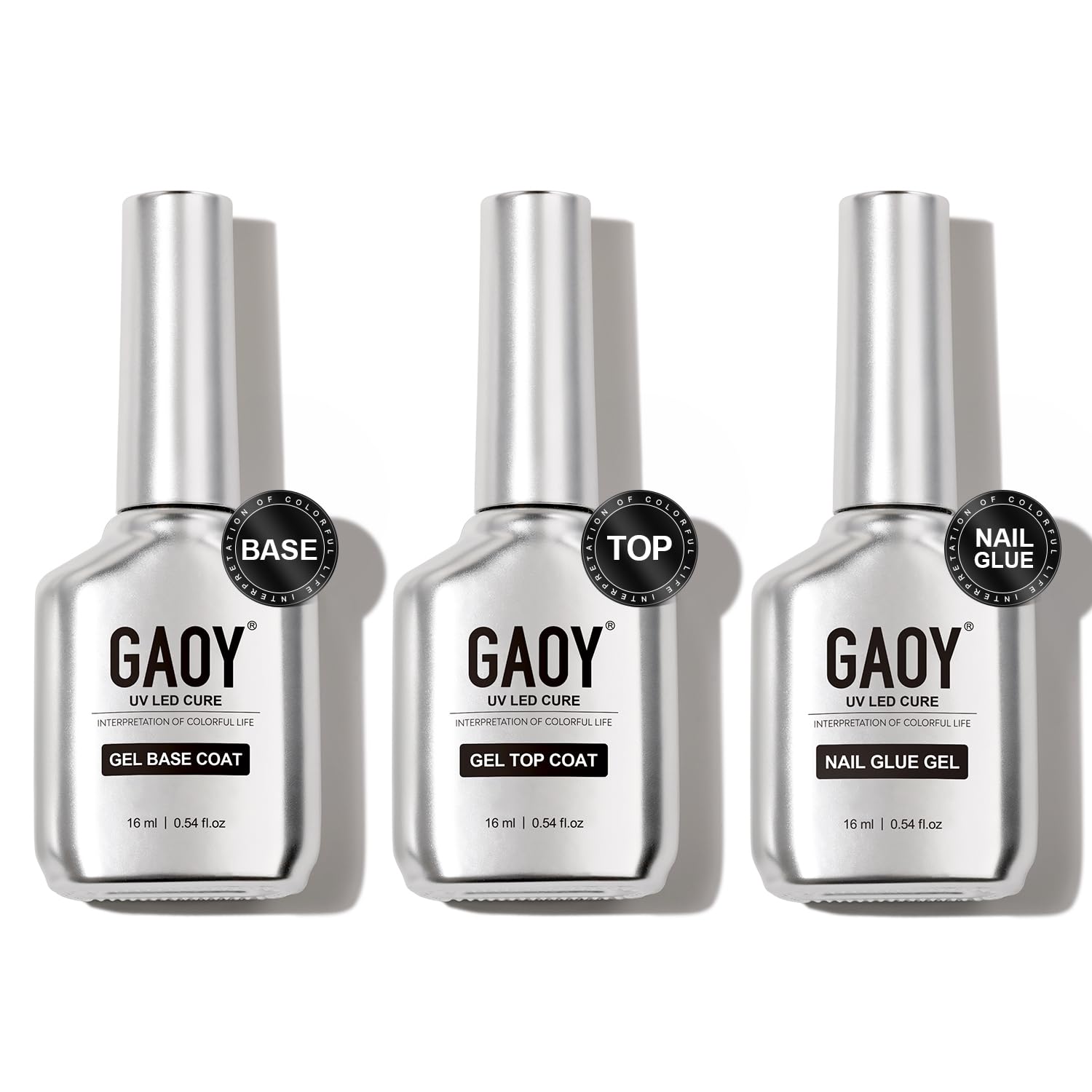 GAOY front packaging of 3-piece gel set showing clear professional kit and convenience