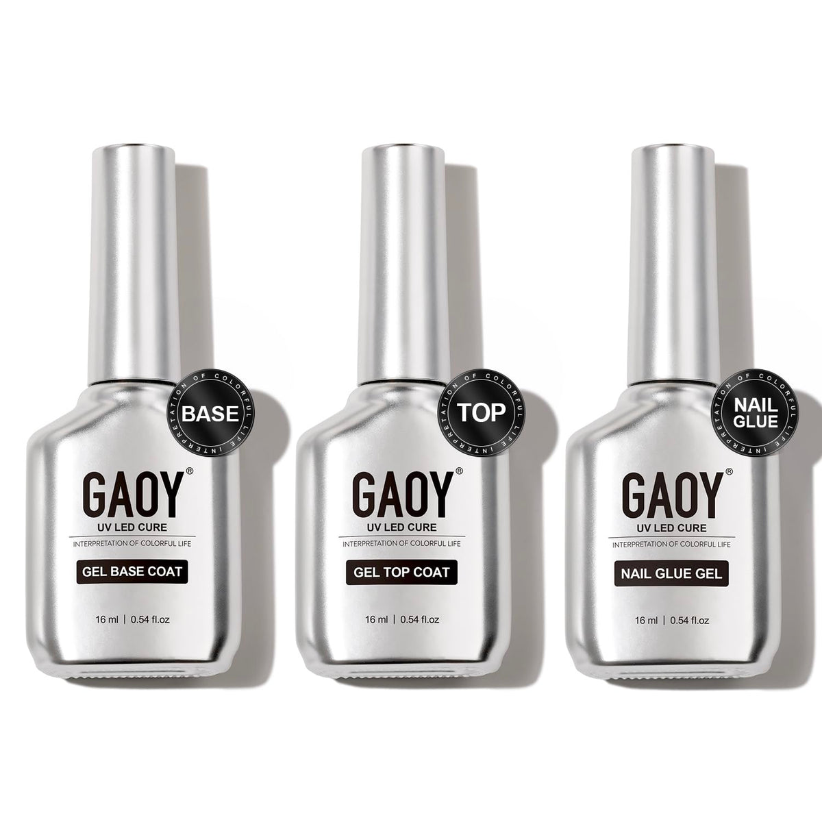 GAOY front packaging of 3-piece gel set showing clear professional kit and convenience