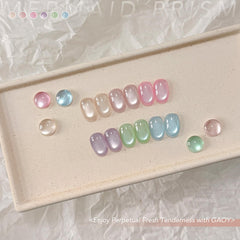 GAOY nail wheel swatches showing six jelly pink blue green holographic shades