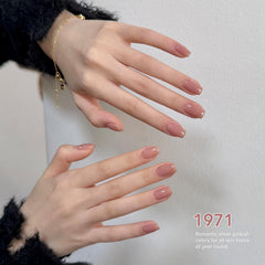 GAOY swatch wheel of shades on nails, showing buildable translucency benefit