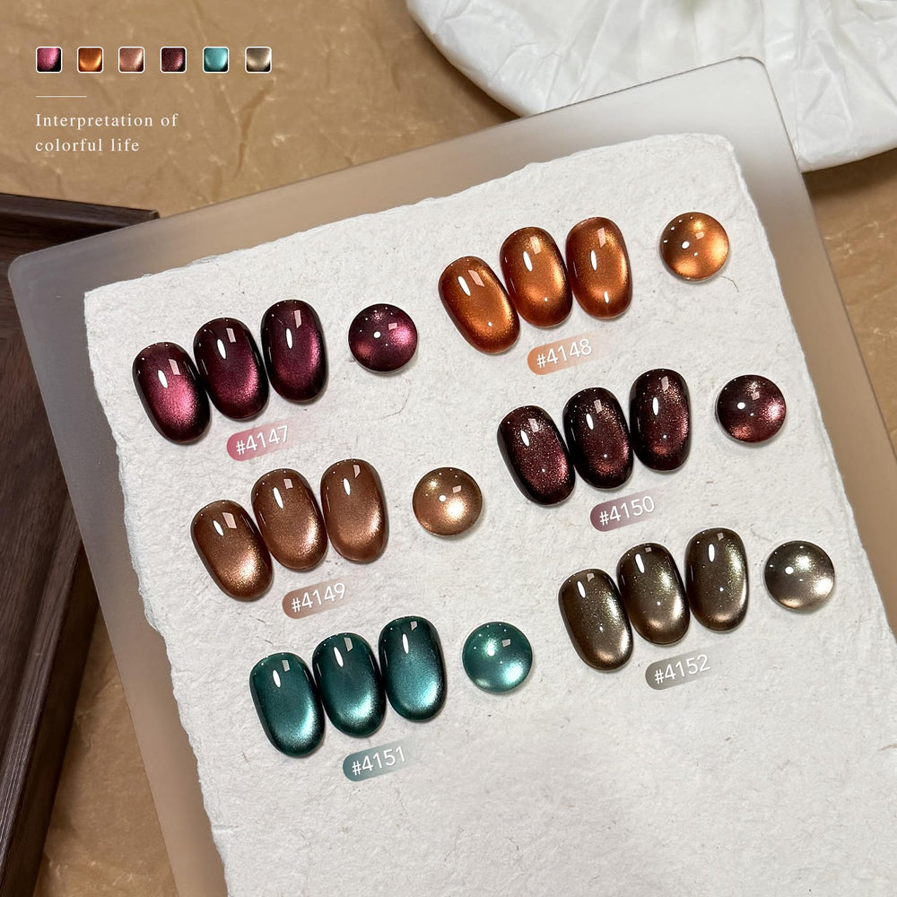 GAOY shade swatches on nail tips illustrating color range and multidimensional glitter effect