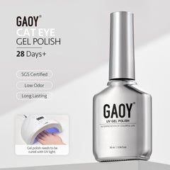 GAOY nails in a glam setting with lights, showcases reflective finish and wearable sparkle