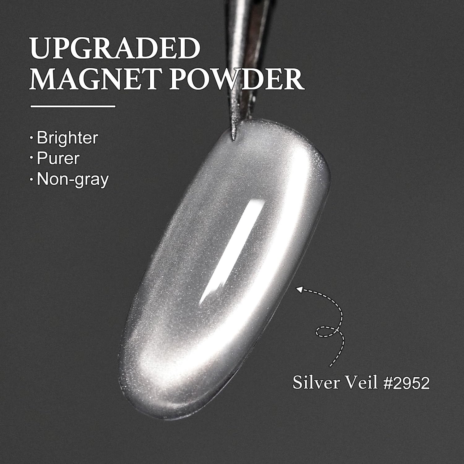 GAOY brush stroke of Silver Veil showing translucency and glitter, preview finish