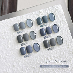 GAOY six bottles lined up highlighting coordinated dark gray and blue shades