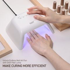 GAOY size comparison with hand to show compact footprint and salon convenience