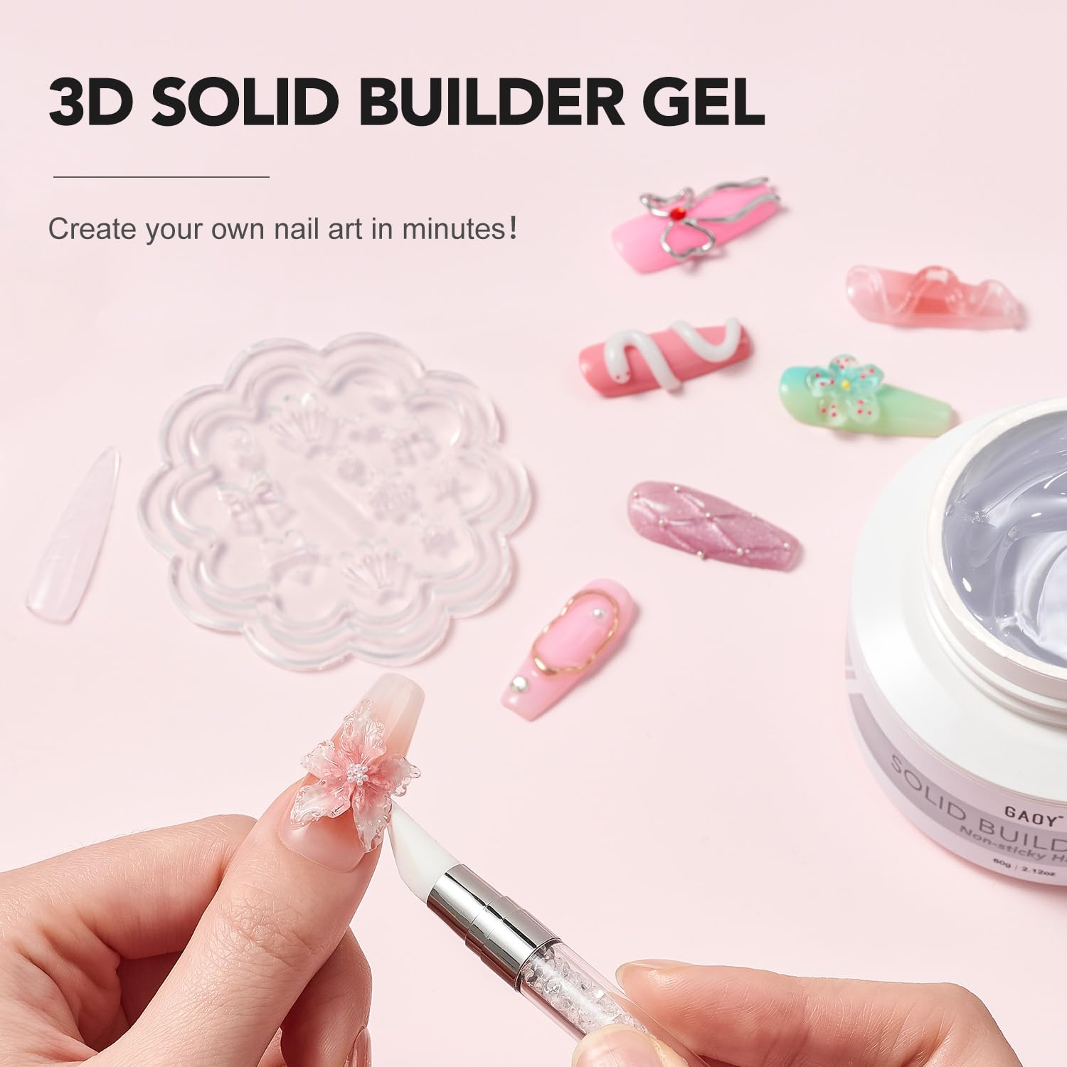 GAOY solid gel jar open close-up texture for easy non-sticky sculpting