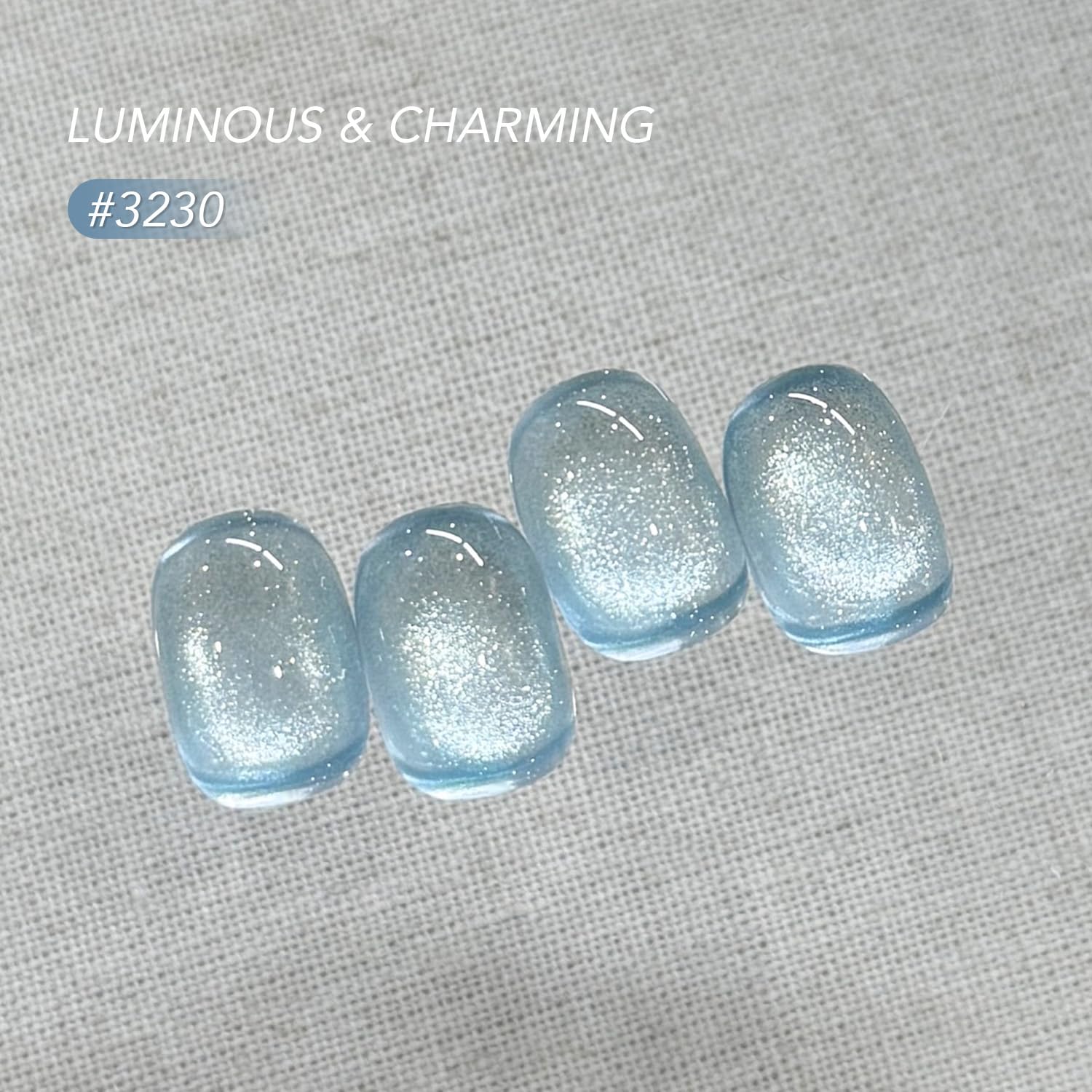 GAOY swatch panel of six holographic silver blue pink shades demonstrating color shift