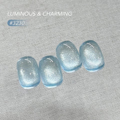 GAOY swatch panel of six holographic silver blue pink shades demonstrating color shift