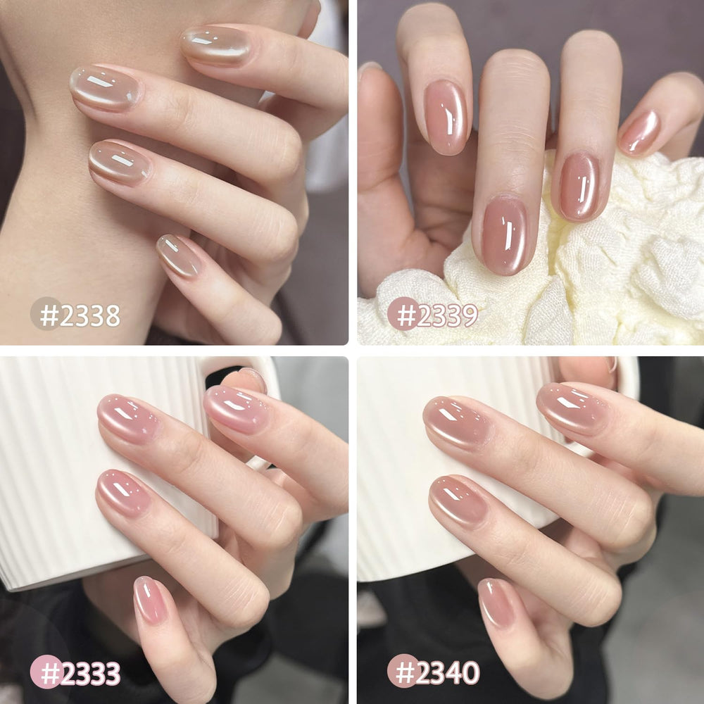 GAOY swatch strip displaying pink, brown and holographic glitter for color selection