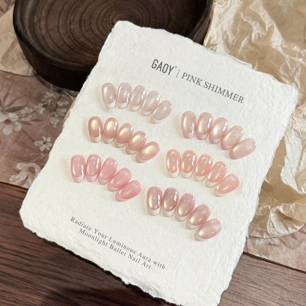 GAOY nail-tip swatches showing six holographic translucent shades for color choice