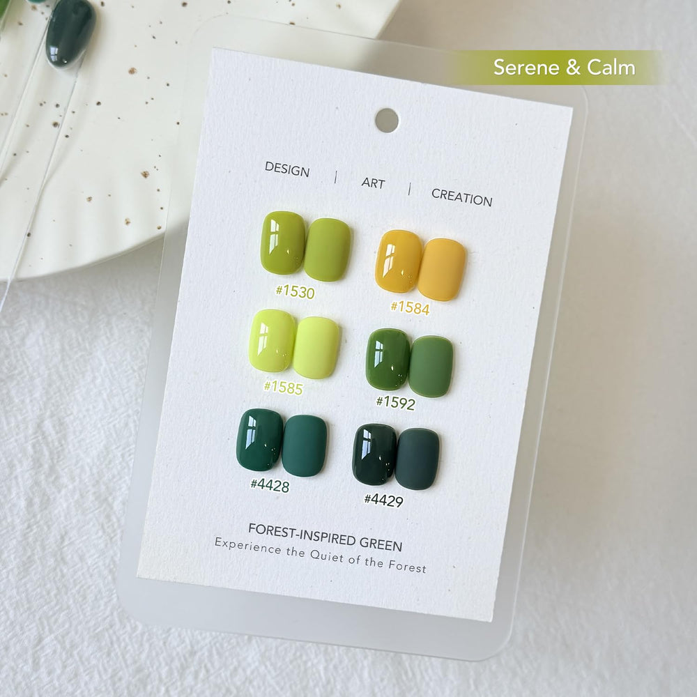 GAOY nail fan swatches showing all six greens for color selection