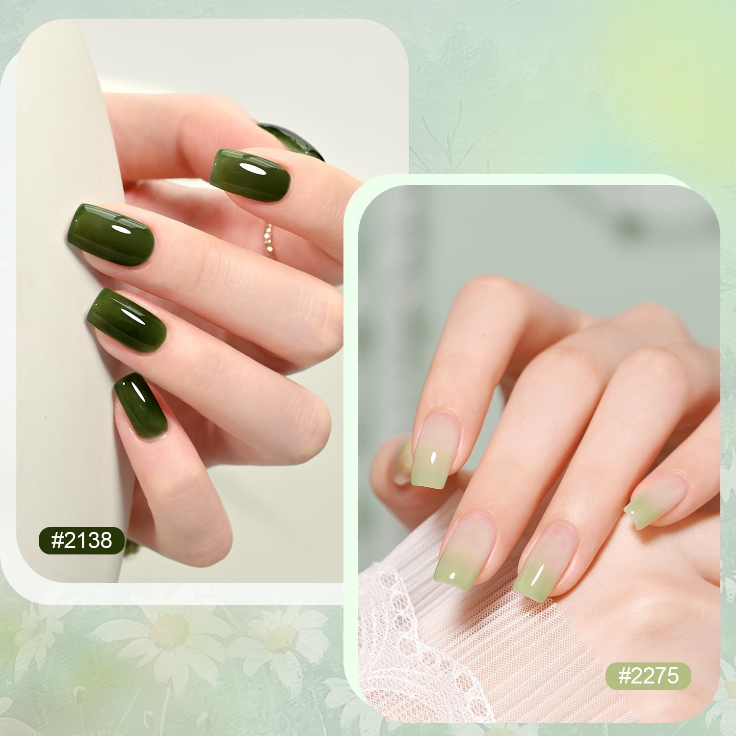 GAOY color swatches on nail wheel showing buildable translucency