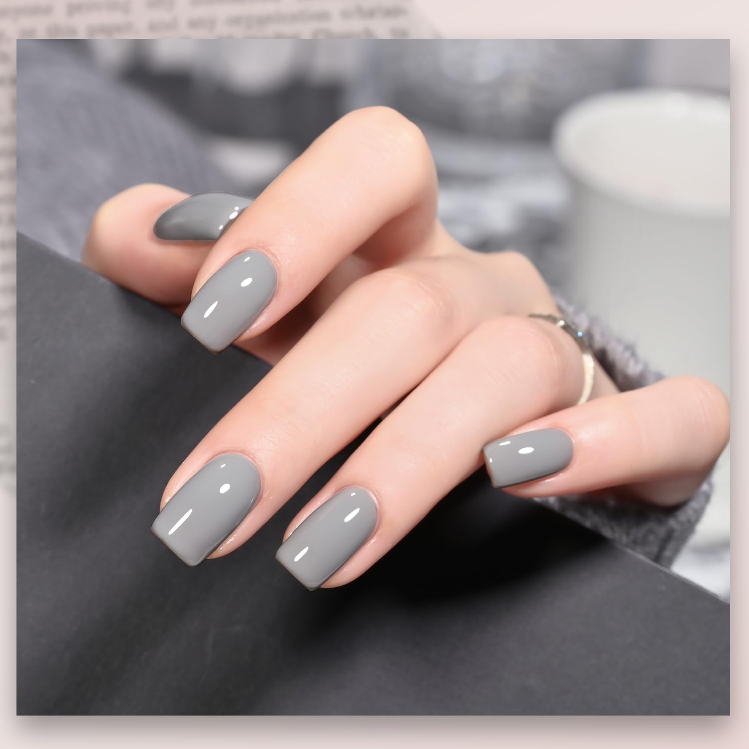 GAOY swatches on nail wheel showing true Atoms Gray color and opacity benefit