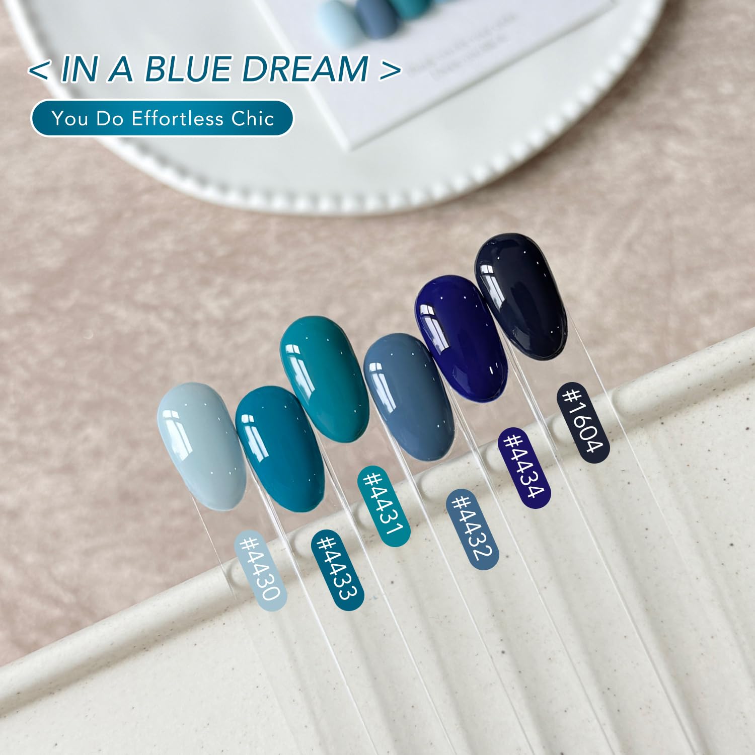 GAOY brush stroke swatches of blues showing smooth even texture