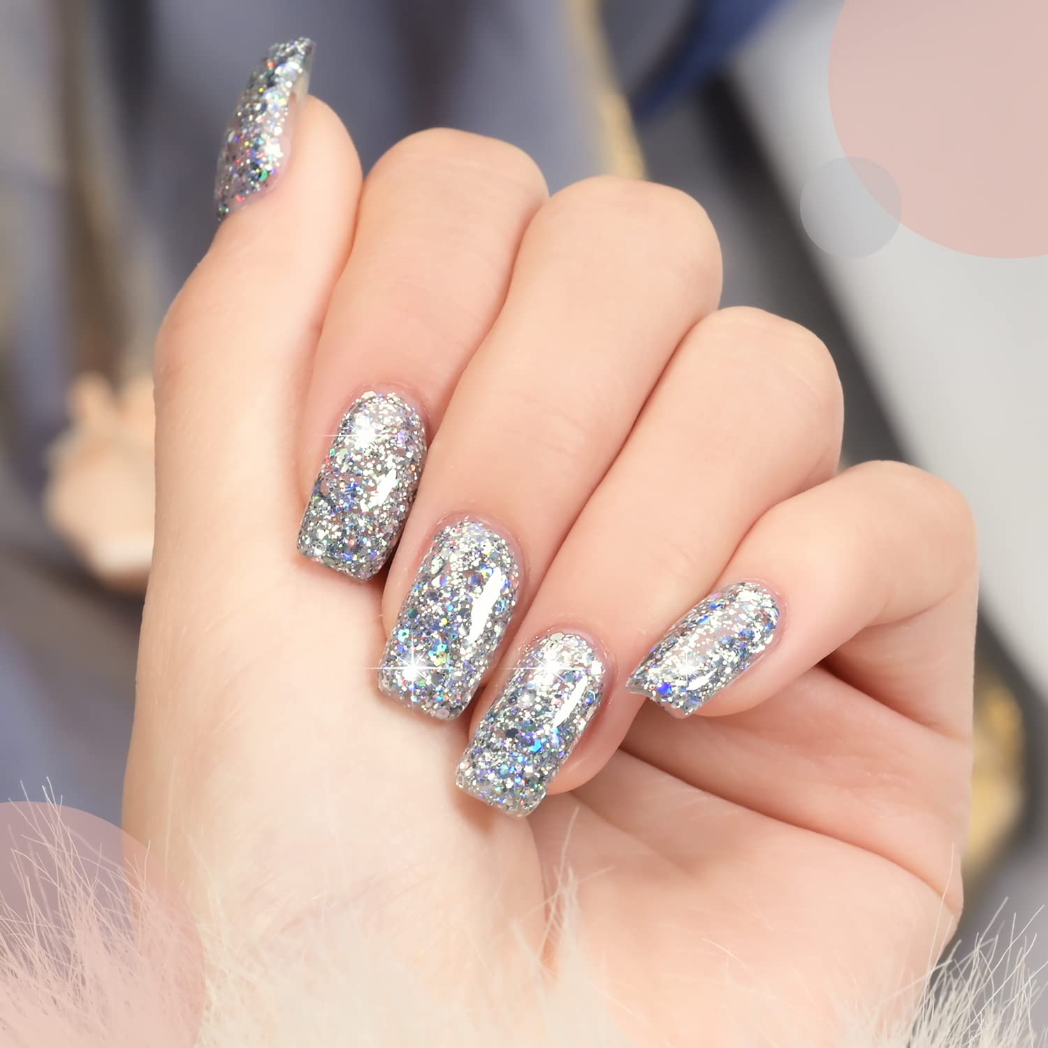 GAOY texture glitter swatch on nail showing dense shimmer and smooth finish benefit