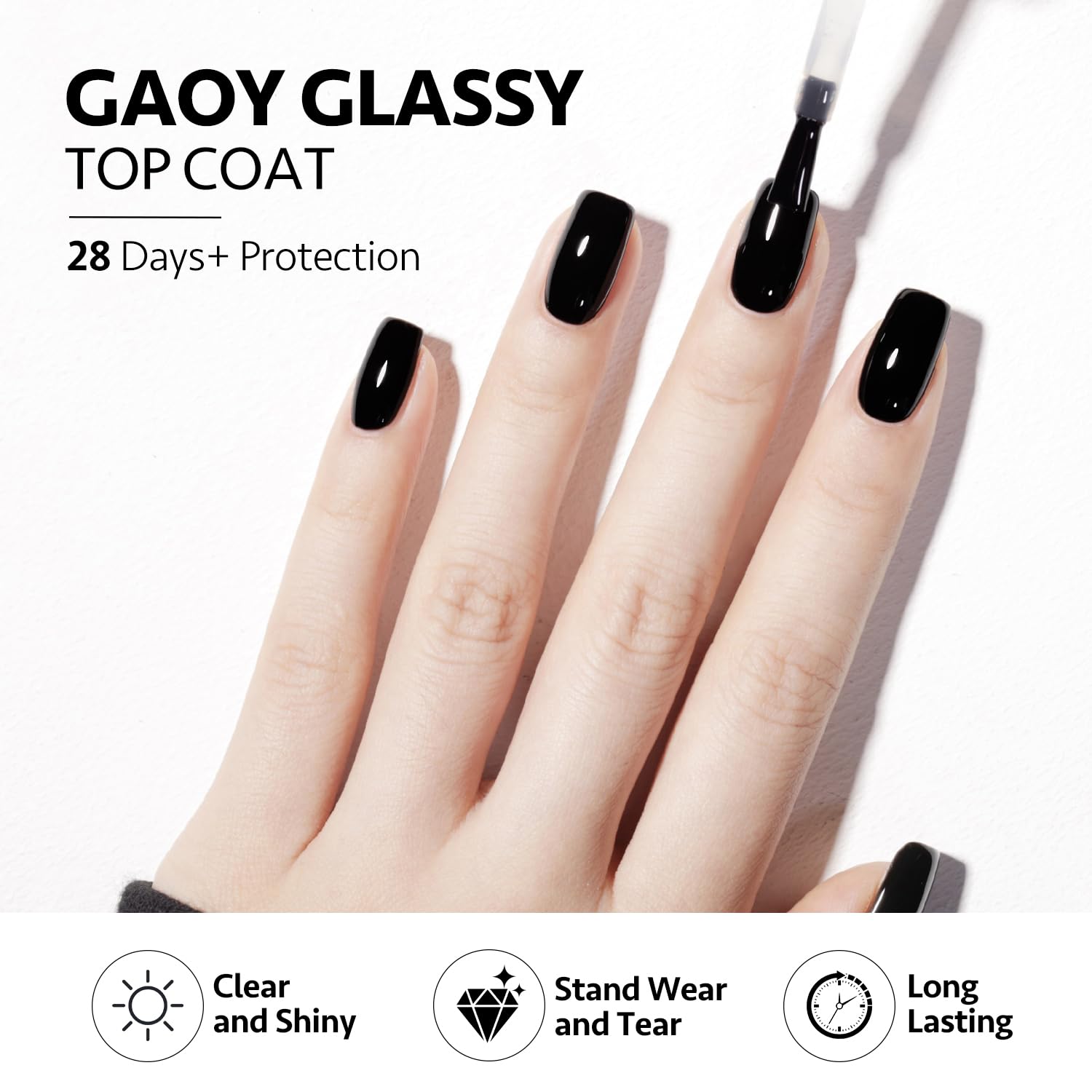 GAOY top coat glossy swatch showing high-shine protection benefit