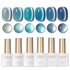 GAOY front packaging showing six Tropical Sea gel bottles and magnet, professional kit benefit