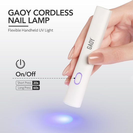 GAOY pen lamp side profile highlighting control button and dual timers for precise curing