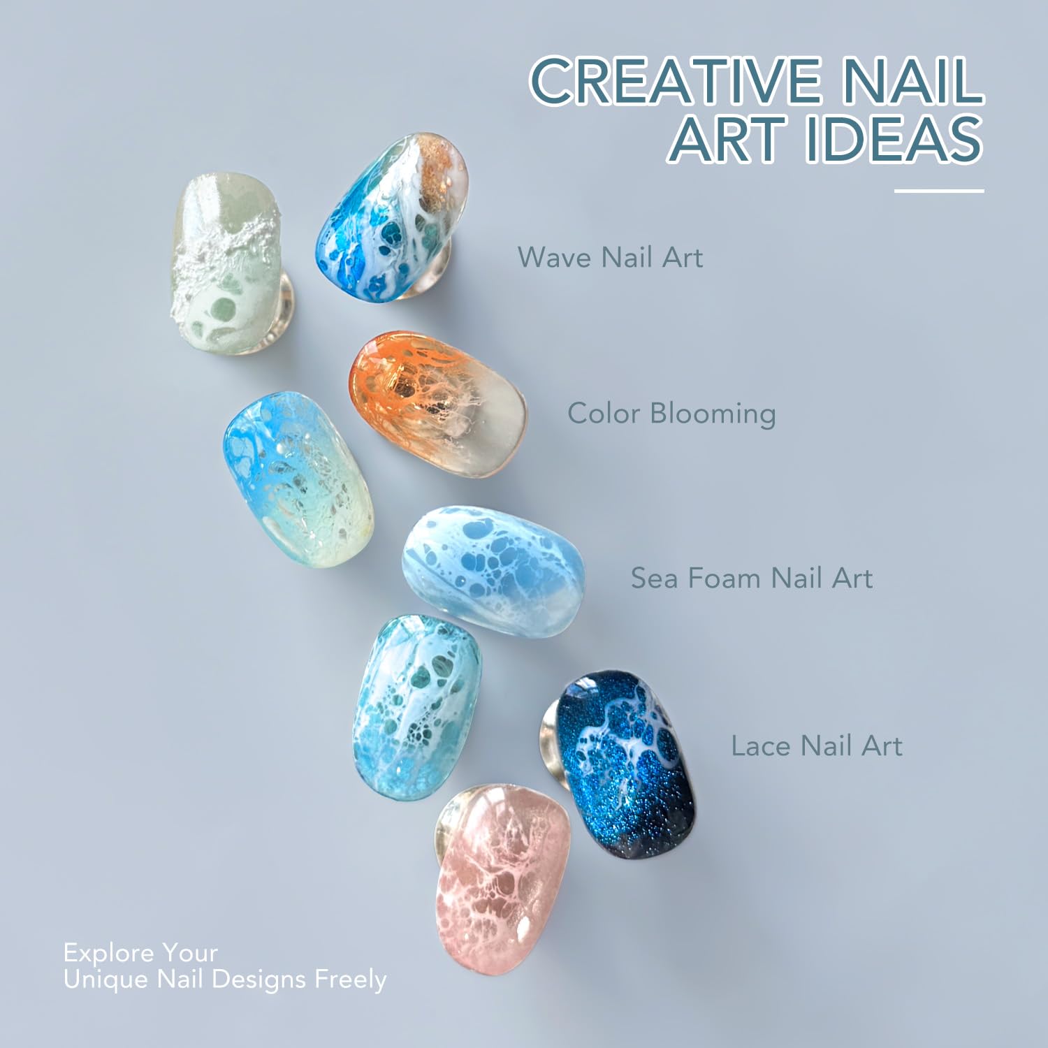GAOY blooming wave effect on nail tip illustrating ocean-style diffusion benefit