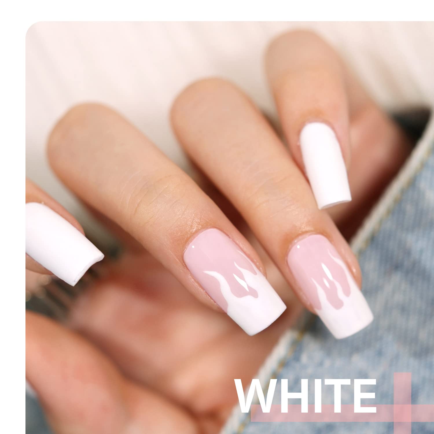 GAOY white swatch on nail tips demonstrating opaque coverage and clean finish