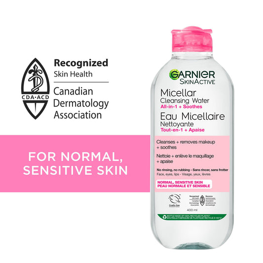 Garnier close-up of micellar liquid texture highlighting gentle cleansing action