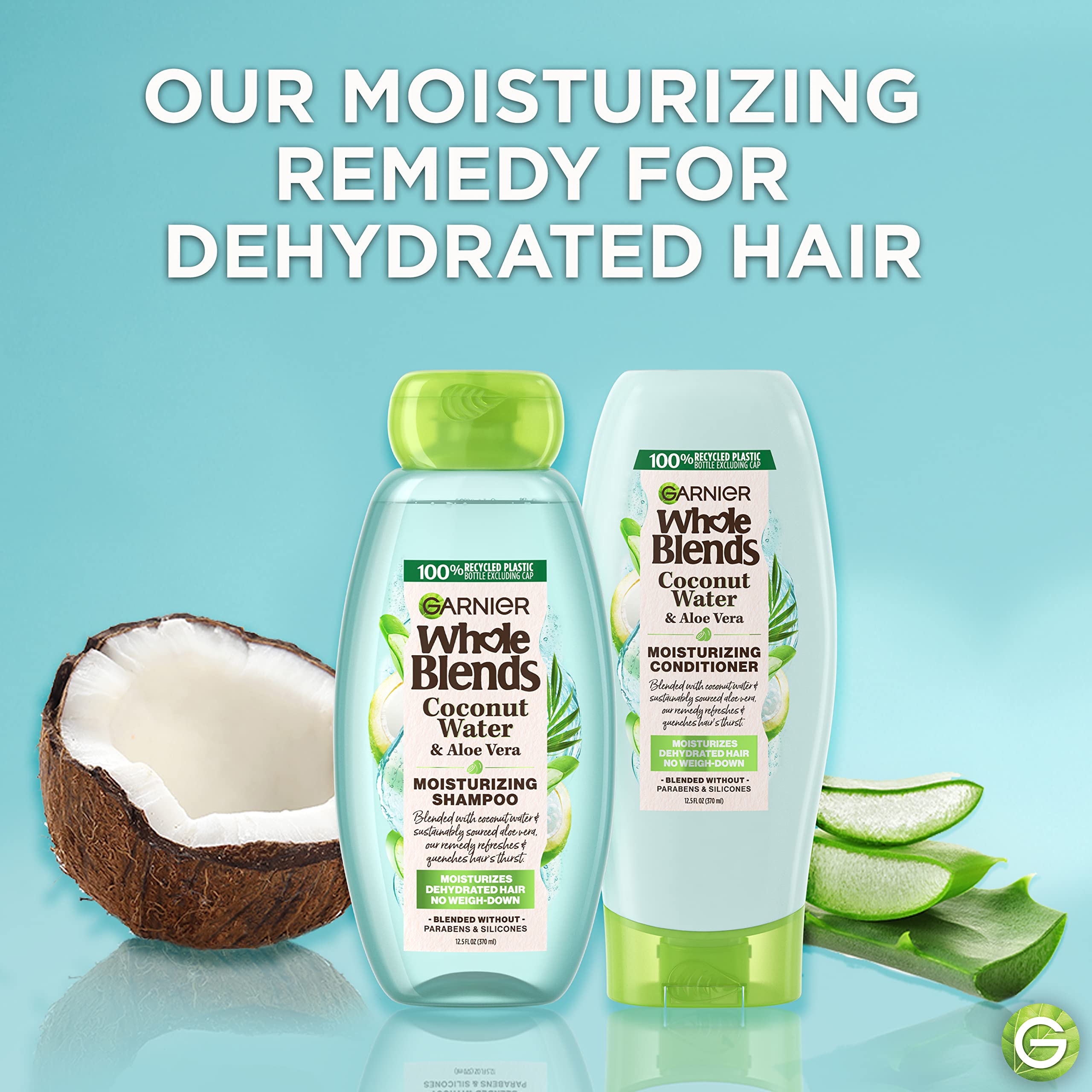 Garnier close-up of coconut water label highlighting natural hydration benefits