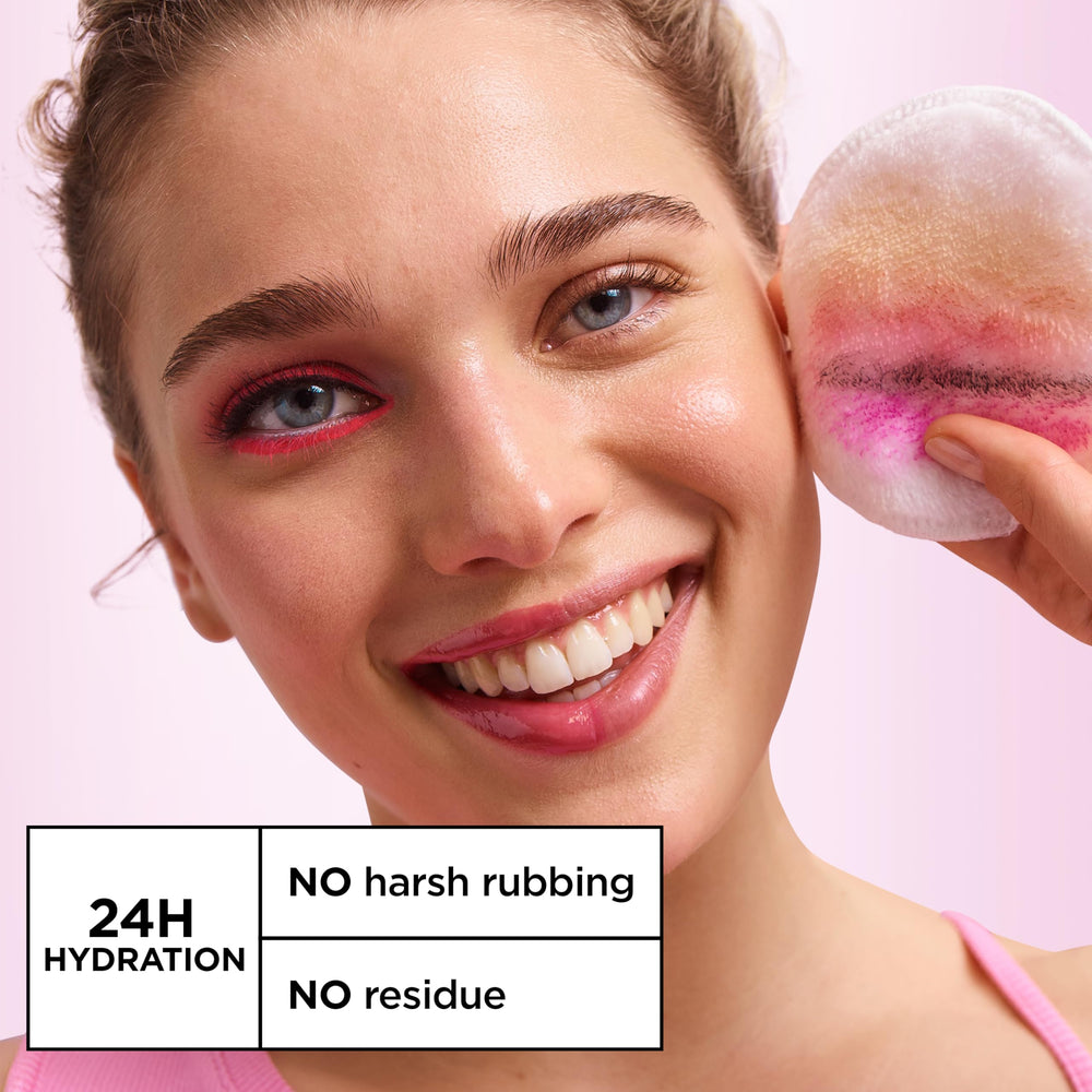 Garnier micellar water drop on cotton pad highlighting gentle lightweight texture