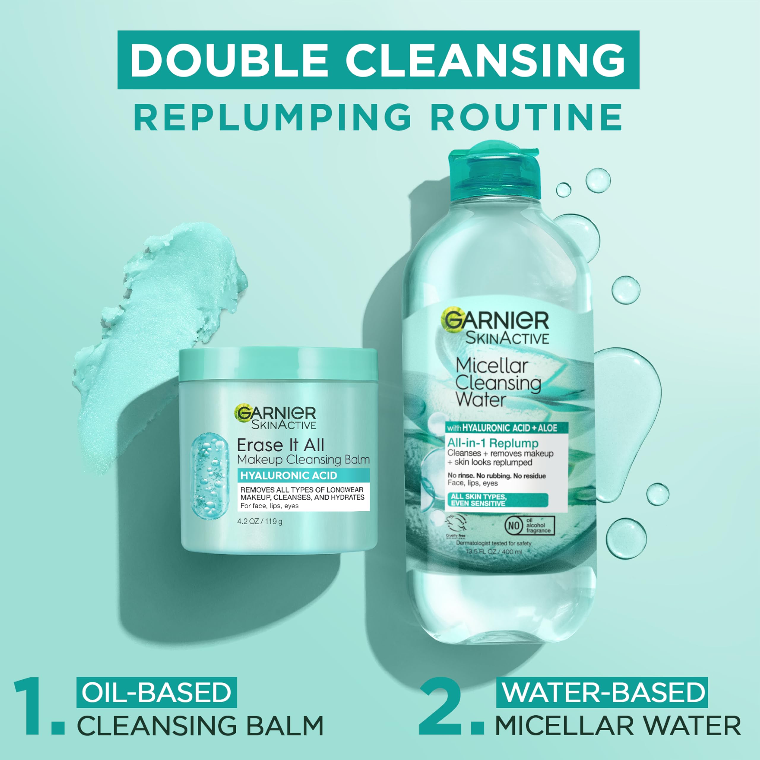Garnier balm on finger melting to oil for effortless makeup removal