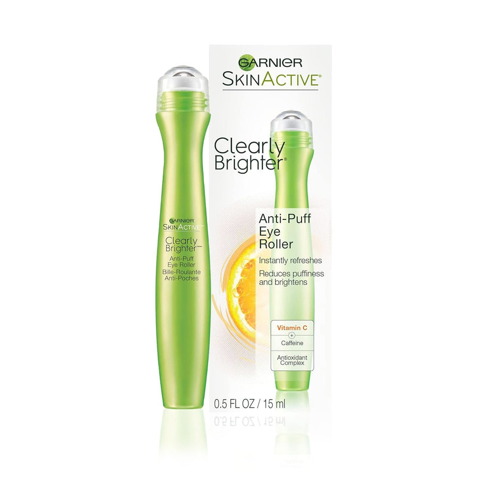 Garnier eye roller front packaging shows product and benefits